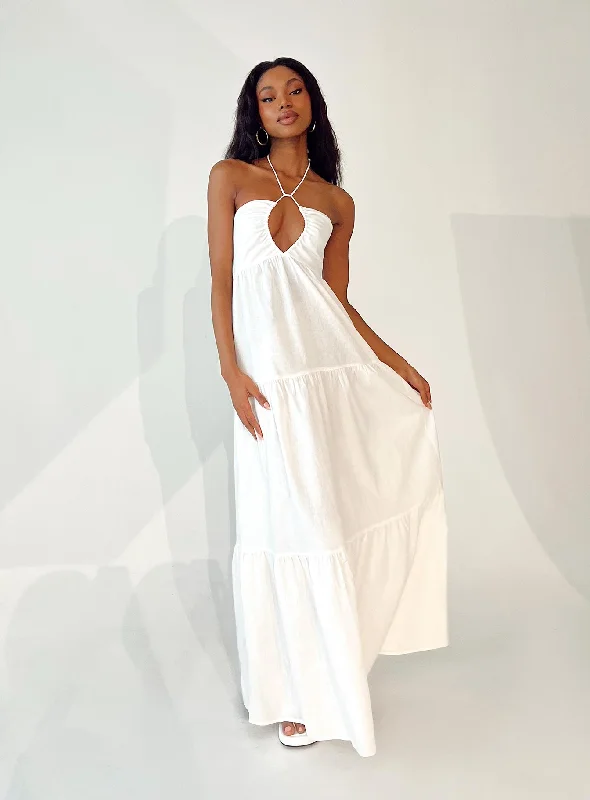 Short - Sleeve Casual Dresses with Printed Graphics​ Lincoln Maxi Dress White