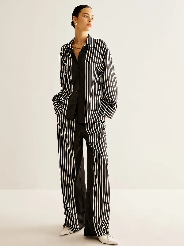 Hat - Friendly Casual Dresses for Outdoor Outfits​ Color Block Pinstripe Lapel Pants Set