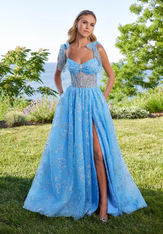 Princess - style wedding dresses with a full skirt​ MGNY Madeline Gardner New York 49185 Long Formal Ball Gown Pattern Prom Dress