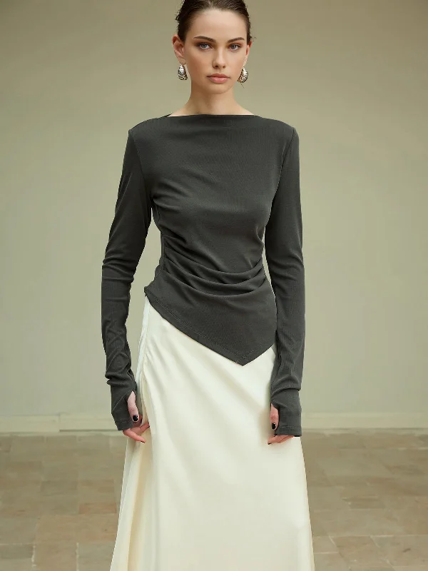 Ombre - Dyed Casual Dresses for a Gradient Effect​ Asymmetrical Slim Jersey T-Shirt