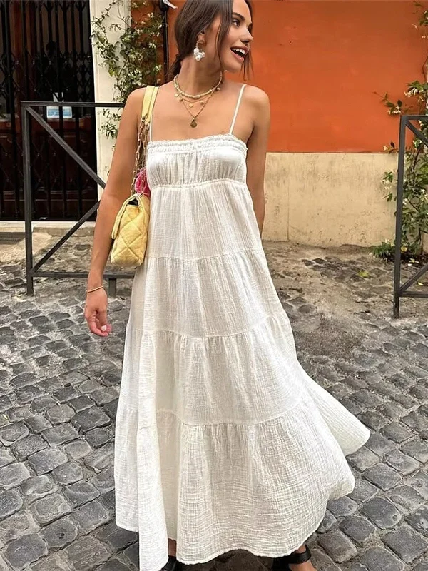 Celebrity - Inspired Casual Dresses for a Fashionable Look​ Tiered Cami Long Dress