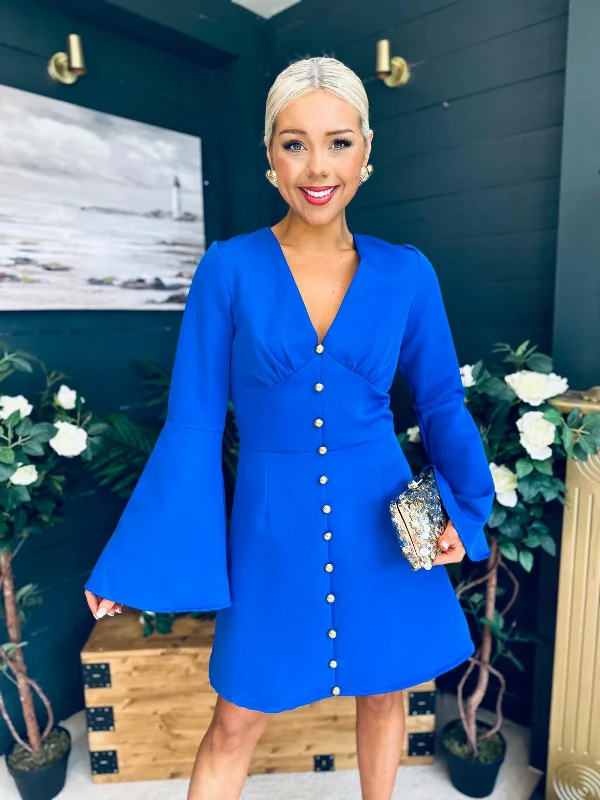 Mini dresses with tiered skirts for added volume Shannon Detailed Mini Dress Cobalt