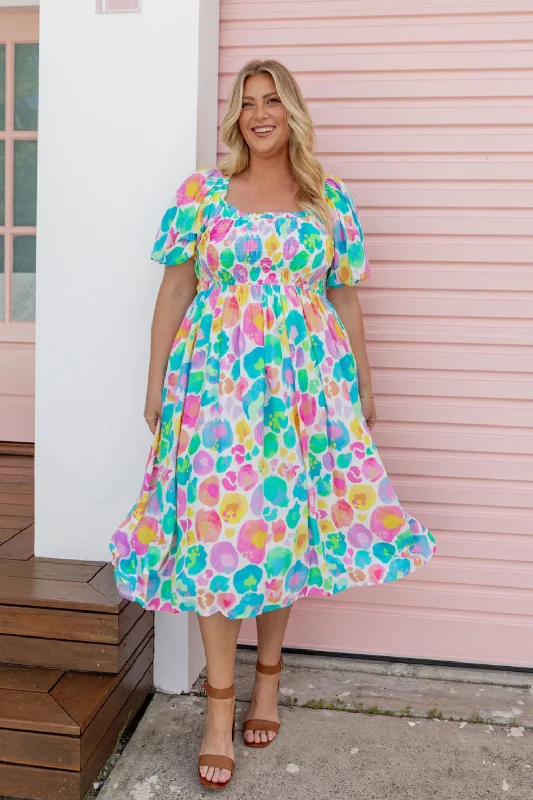 Office - Appropriate Casual Dresses with a Professional Edge​ Stelle Linen Blend Dress in Pastel Leopard by Kasey Rainbow
