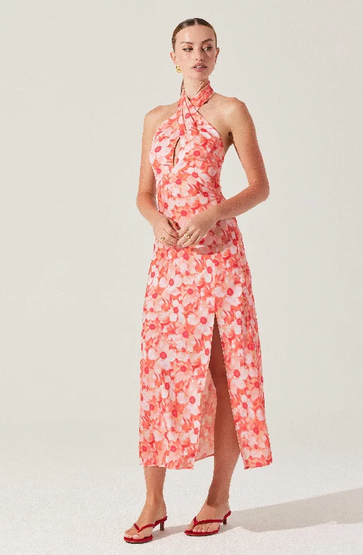 Spring - Season Casual Dresses in Fresh Colors​ Marissa Floral Halter Neck Dress
