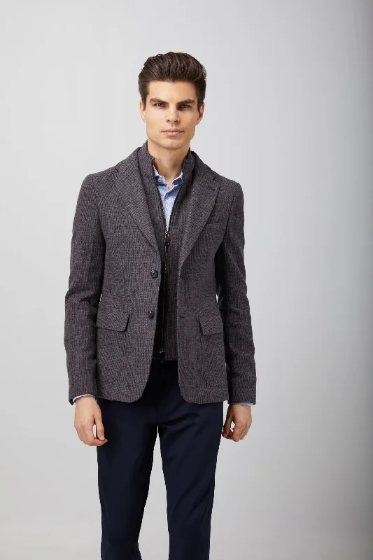 Lightweight men jackets made from recycled nylon for eco - friendly travel Men coats with a contrasting trim for a fashion - forward aesthetic Grey Woven Sportcoat Lightweight men jackets made from recycled nylon for eco - friendly travel Men coats with a contrasting trim for a fashion - forward aesthetic Grey Woven Sportcoat