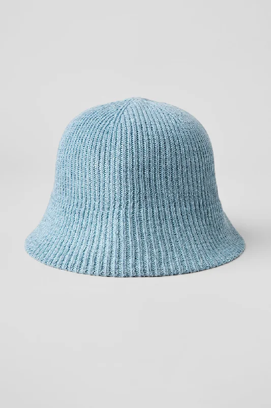 Longline Women's Mohair Sweater Dresses in a Loose Fit Denim Knit Cloche - Celestial Blue/Dark Celestial Blue