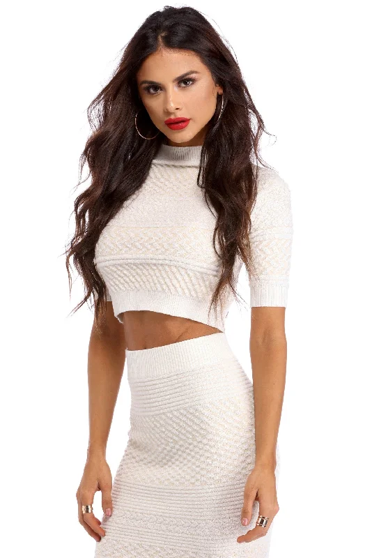 Women's Cashmere Blend Sweater Co - ords in Navy Blue for a Sophisticated Office Outfit Boss Lady Crop Top