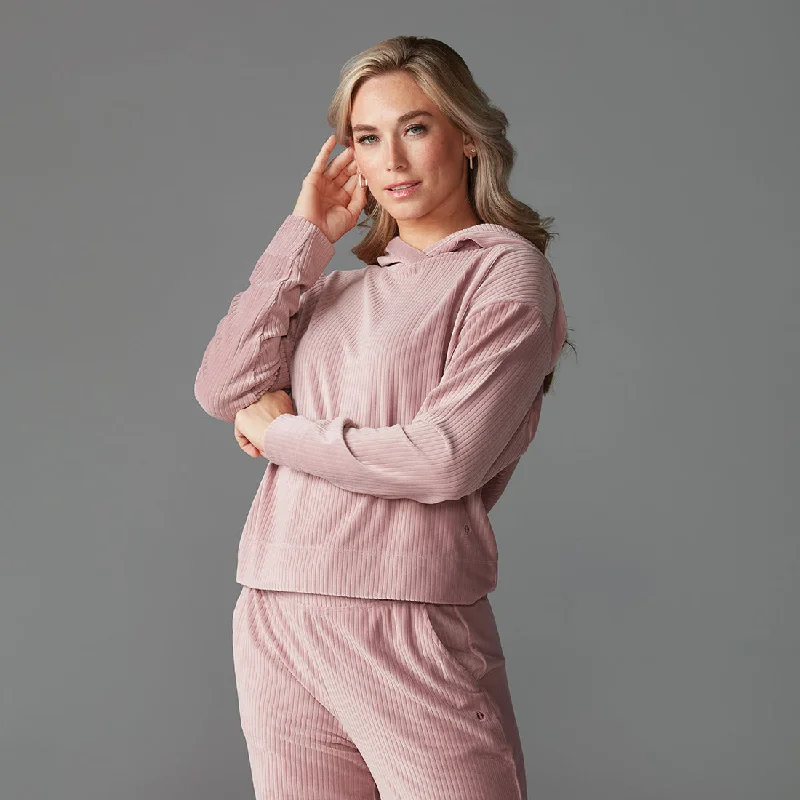 Long - Line Women's Pullovers in a Relaxed Fit for Layering Brushed Rib Pullover Hoodie *