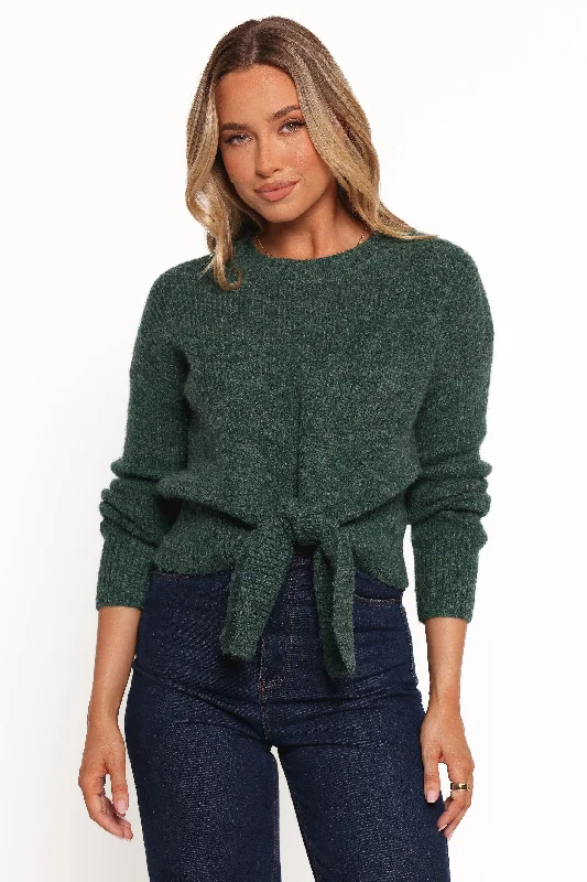 Short Sleeve Women's Cotton Blend Sweaters in Pastel Colors Captivate Knit Sweater - Emerald