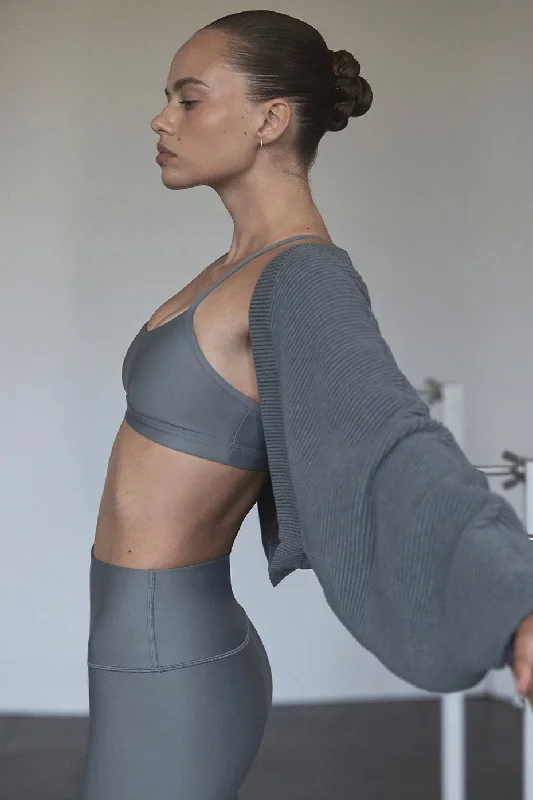 Sleeveless Women's Silk Blend Sweater Dresses for a Sophisticated Look Denim Knit Shawl - Steel Grey/Anthracite