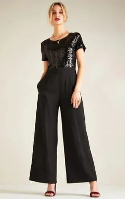 Sequin Top Wide Leg Jumpsuit Black