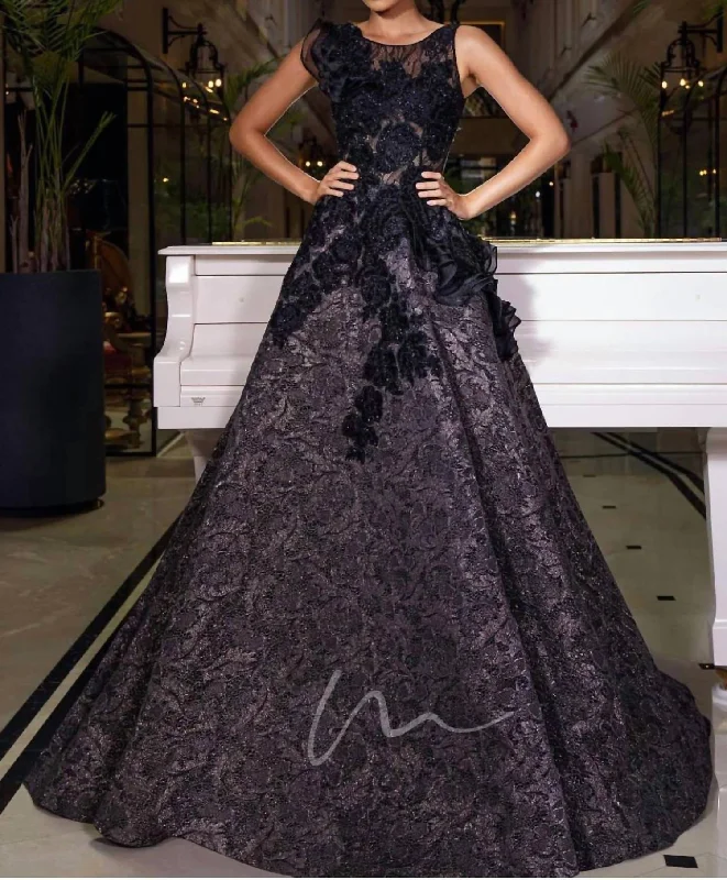 Lace - Embellished Women Dress for an Elegant and Sophisticated Appearance Lace - Embellished Women Dress for an Elegant and Sophisticated Appearance Beaded Lace Gown In Black