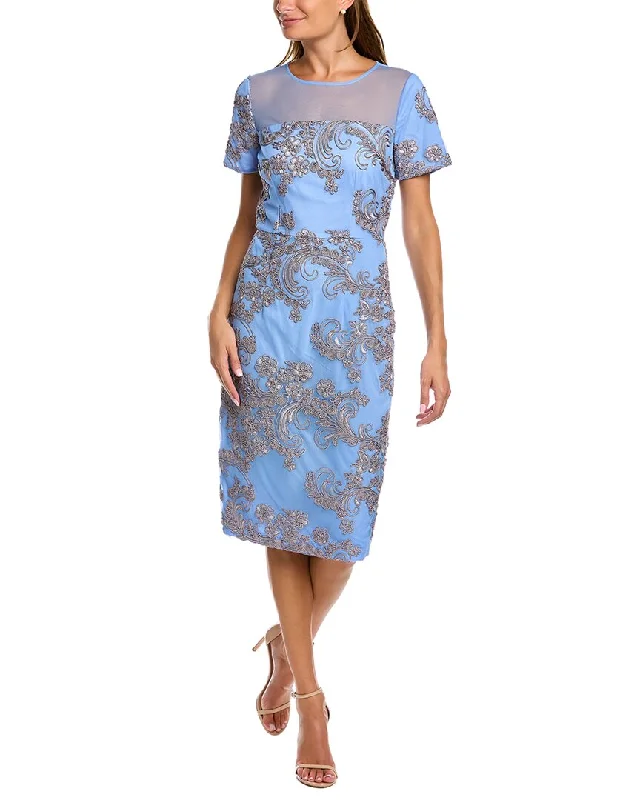 Plus Size Women Dress with a Flattering A - Line Cut for Comfort and Style Plus Size Women Dress with a Flattering A - Line Cut for Comfort and Style JS Collections Cheyenne Illusion Midi Dress