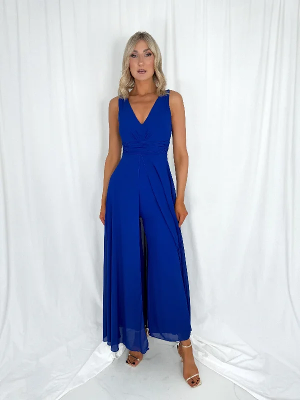 Off - the - Shoulder Women Dress for a Romantic and Feminine Look Off - the - Shoulder Women Dress for a Romantic and Feminine Look Jumpsuit with a cape - Blue