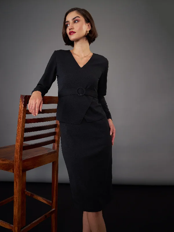 Ruffled Women Dress with Multiple Layers for a Playful and Girly Style Ruffled Women Dress with Multiple Layers for a Playful and Girly Style Women Black Peplum Bodycon Dress