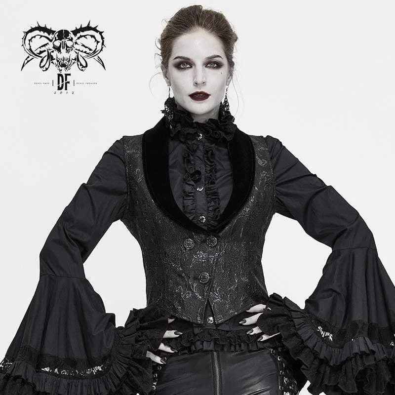 Plaid Women's Vests in a Traditional Pattern for Fall Women's Gothic V-neck Jacquard Vests Plaid Women's Vests in a Traditional Pattern for Fall Women's Gothic V-neck Jacquard Vests