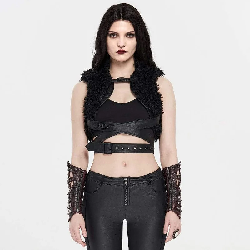 Plus Size Women's Vests with Pockets for Added Convenience Women's Punk Buckle-up Short Stand Collar Waistcoats Plus Size Women's Vests with Pockets for Added Convenience Women's Punk Buckle-up Short Stand Collar Waistcoats