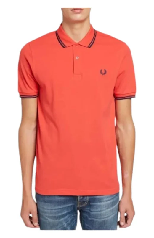 Men's button - front t - shirts with a unique artistic printMen's Twin Tipped Polo Shirt In Red/black Men's button - front t - shirts with a unique artistic printMen's Twin Tipped Polo Shirt In Red/black